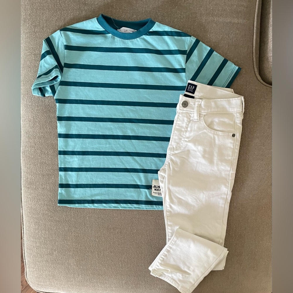 ZARA BOYS STRIPED T-SHIRT & GAP SLIM FIT JEANS